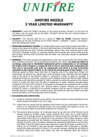 Unifire 2 Year Nozzle Warranty